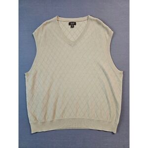 Tasso Elba Golf Sweater Vest Mens XL Diamond Pattern V Neck Sleeveless Cotton